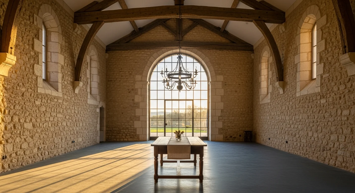 Intérieur grange pierre — salle réception